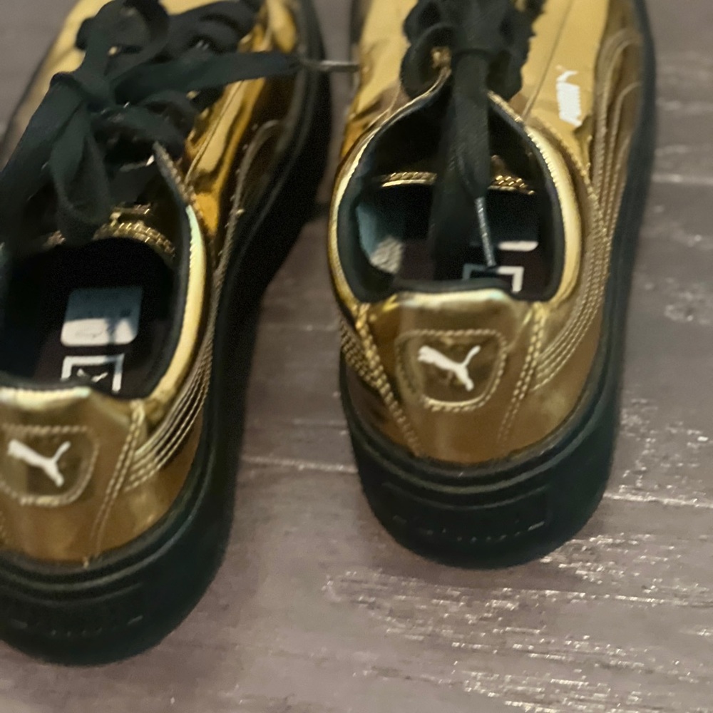 Fenty x Puma Basket Platform Metallic Gold Sneakers - Picture 9 of 9